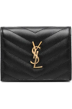 Saint Laurent Tarjetero acolchado con placa del logo