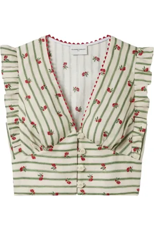 Claudie Pierlot Top estampado con ribete de volantes