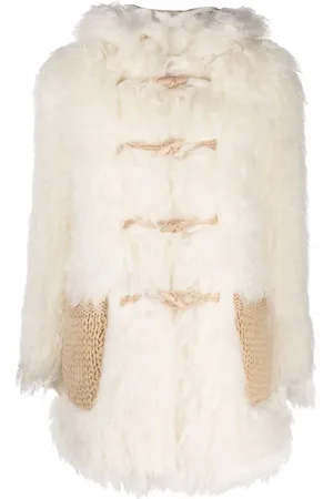 Saint Laurent Abrigo Montgomery con pelo