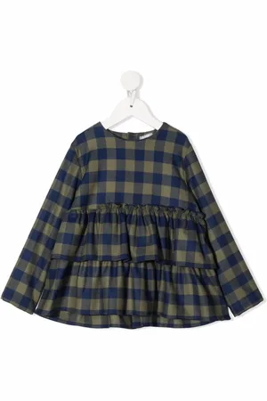 Il gufo Blusa a cuadros gingham con volantes