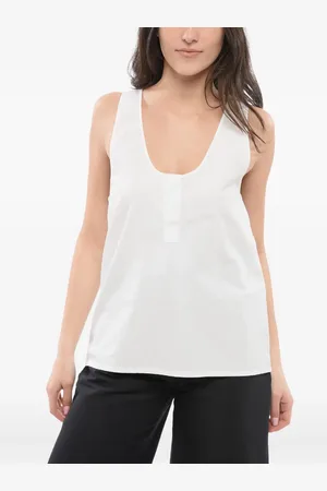 Saint Laurent Top sin mangas con cuello henley