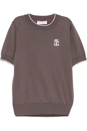 Brunello Cucinelli Camiseta con logo bordado