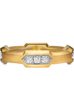 David Yurman Anillo Hex Station de 6 mm en oro amarillo de 18 ct con diamantes
