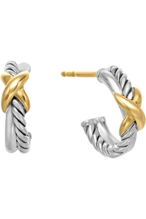David Yurman Pendientes de aro Petite X en oro amarillo de 18 ct y plata de ley