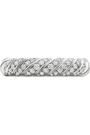 David Yurman Anillo Sculpted Cable de 4.6 mm en oro blanco de 18 ct con diamantes