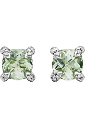 David Yurman Pendientes Petite Chatelaine de 6 mm en plata de ley con diamante y prasiolita