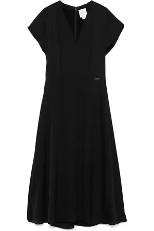 Calvin Klein Vestido midi de tejido seersucker y satén