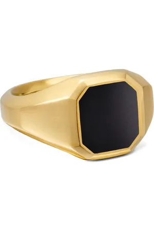 David Yurman Anillo de sello Streamline de 14 mm en oro amarillo de 18 ct con ónix