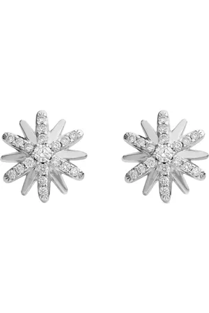 David Yurman Pendientes Petite Starburst de 10 mm en plata de ley con diamantes