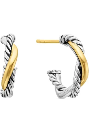 David Yurman Pendientes de aro tipo huggies huggie Petite Infinity de 3 mm en oro amarillo de 14 ct y plata de ley