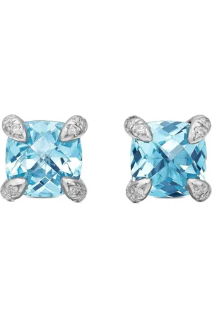 David Yurman Pendientes Petite Chatelaine de 6 mm en plata de ley con diamante y topacio