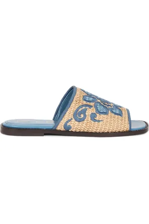 Etro Sandalias de rafia con bordado