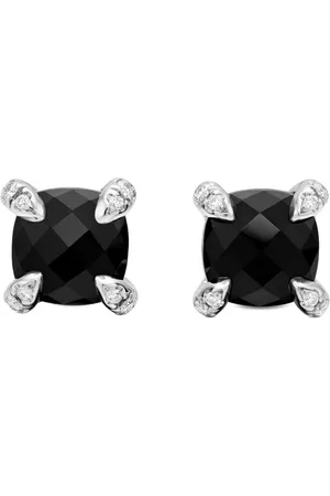 David Yurman Pendientes Petite Chatelaine de 6 mm en plata de ley con diamantes y ónix