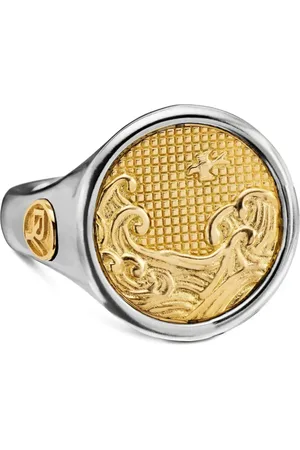 David Yurman Anillo de sello Water and Fire Duality de 20 mm en oro amarillo de 18 ct y plata de ley