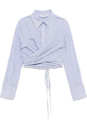 MONSE Camisa corta cruzada a rayas de manga larga