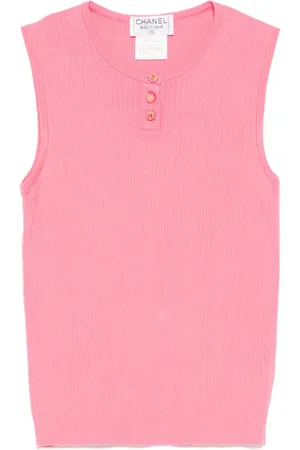 CHANEL Top sin mangas de canalé 1997