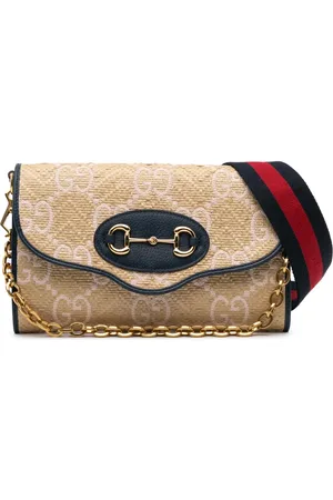 Gucci Bolso satchel Horsebit 1955 pequeño de rafia con logo GG 2016-2024