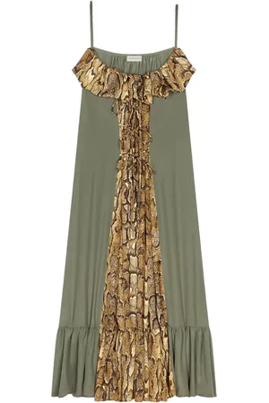 DRIES VAN NOTEN Vestido midi con ribete de volantes
