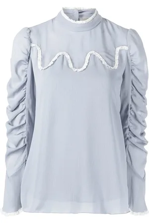 Anna Sui Top fruncido con ribete de encaje