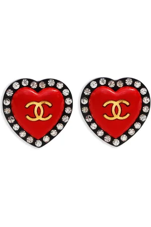 CHANEL Pendientes de clip Heart CC Mark 1995