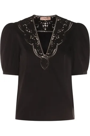 Twin-Set Top bordado con manga farol