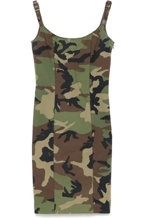 Dior Vestido midi con motivo militar 2000