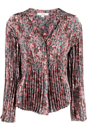 Vince Camisa Berry Blooms plisada