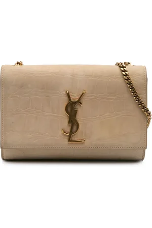 Saint Laurent Bandolera Monogram Kate pequeño de piel de nobuk con relieve de piel de cococdrilo 2023