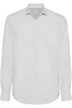 Brunello Cucinelli Camisa de popelina a rayas