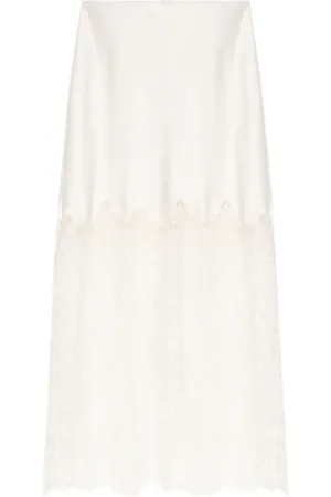 LOVESHACKFANCY Falda midi con panel de encaje