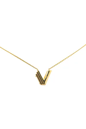 LOUIS VUITTON Collar bañado en oro con colgante de letra V 2018