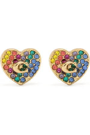 Coach Pendientes en forma de corazón con cristales