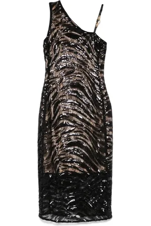 Roberto Cavalli Vestido midi con aplique de lentejuelas