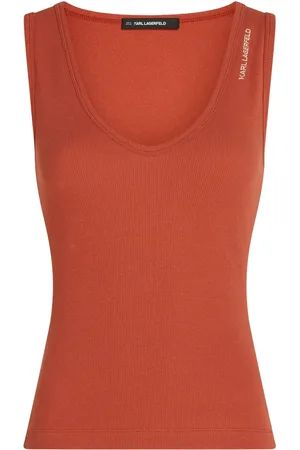 Karl Lagerfeld Top de canalé con cuello en v