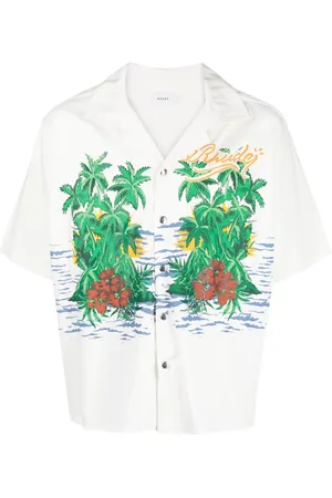 Rhude Camisa Palmas Snap de manga corta