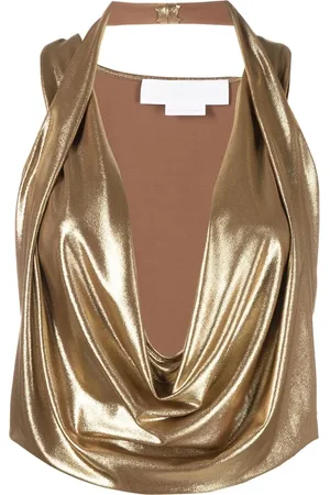 GENNY Top metalizado con cuello desbocado
