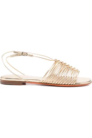 santoni Sandalias planas metalizadas