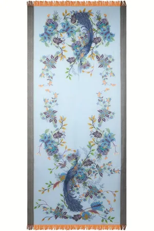 Etro Bufanda de lana con estampado Peacocks