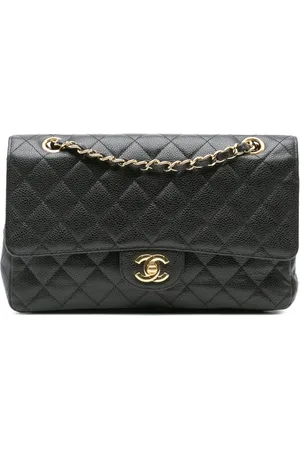CHANEL Bolso de hombro Classic mediano de piel caviar con solapa doble 2009-2010