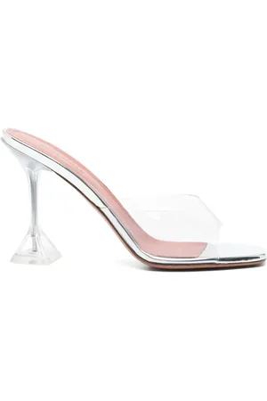 Amina Muaddi Mules Lupita Glass con tacón de 105 mm
