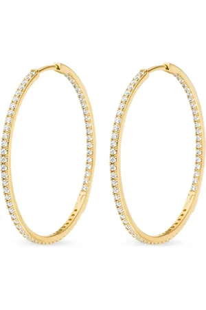 VEYNOU Pendientes de aro Cleo Big en oro amarillo reciclado de 14 ct con diamantes