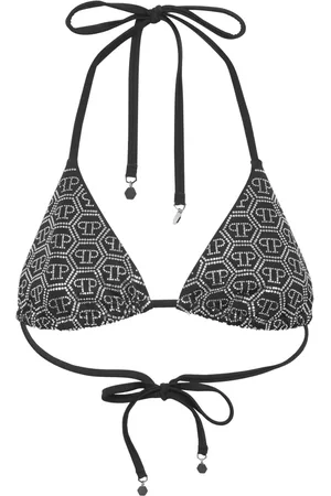 Philipp Plein Top de bikini con apliques de strass