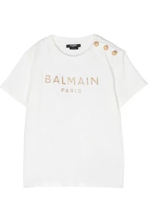 Balmain Camiseta con logo de purpurina