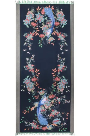 Etro Bufanda de lana con estampado Peacocks