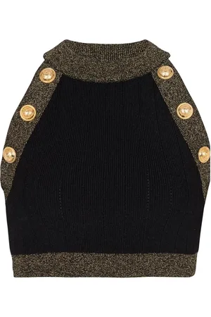 Balmain Top de punto con ribetes en contraste