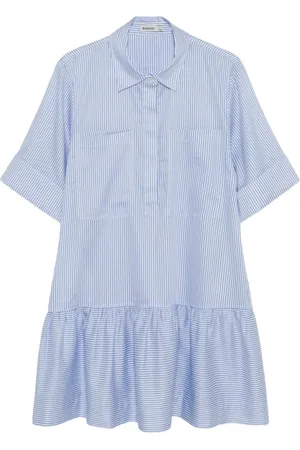 Simkhai Vestido camisero de rayas con capas escalonadas