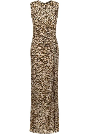 Roberto Cavalli Vestido largo con estampado de leopardo