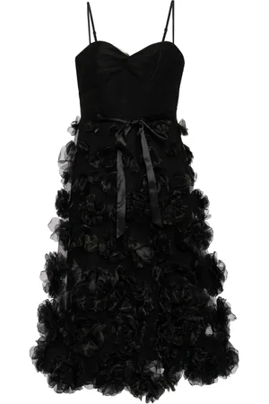 Marchesa Notte Vestido midi con apliques florales
