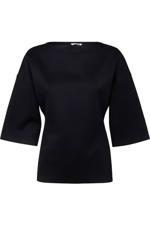 Auralee Top con cuello oblicuo