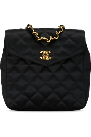 CHANEL Bandolera satinada y acolchada con logo CC 1986-1988